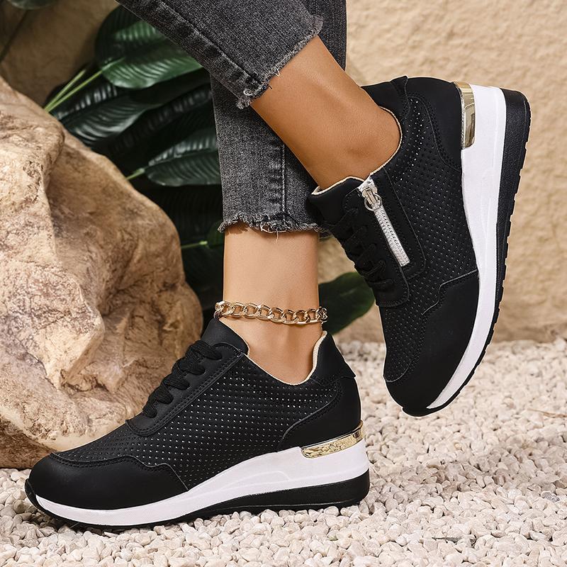 Fashion Lightweight Wedge Sports Shoes for Women 2025 Autumn Fashion Platform Sneakers Woman Non Slip Lace Up Comfortable Walking Shoes