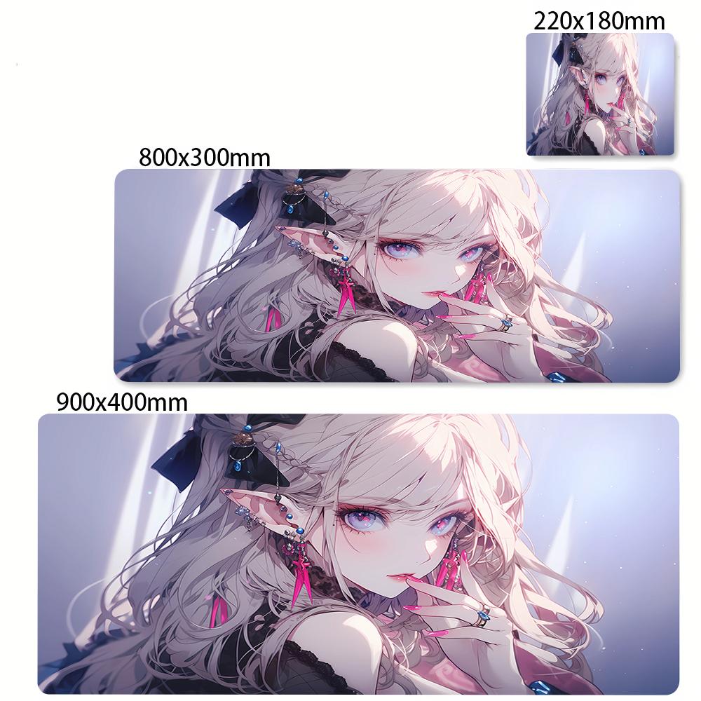 Cute Anime Girl Mouse Pad Pink Mousepad Big Kawaii Mouse Mat Computer Large Play Rubber Rug Girls Desk Mat Girls Beautiful