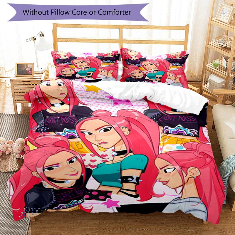 3pcs KPop Demon Hunters MIRA1 Design Cover Set - HD Printed Bedding with 1 Cover and 2 Pillowcases - Perfect for Home and Dorm Decor