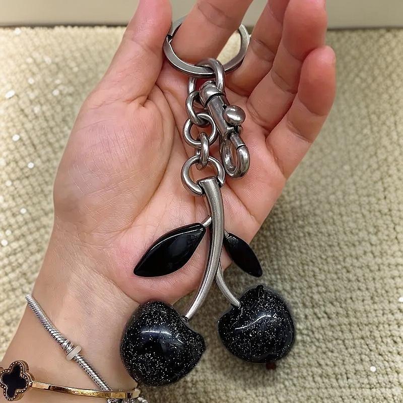 Black Cherry Fruit Charm Car Keychain Pendant Decoration Handbag Shoulder Bag Hanging Ornament Keyring  Accessories Gifts