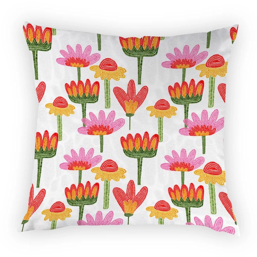 

Подушка с цветами в стиле ретро, ​​украшение для дома, скандинавский креативный интерьер, наволочка для стула, наволочка для спальни, чехол для подушки, художественное украшение для дивана 40x40cm