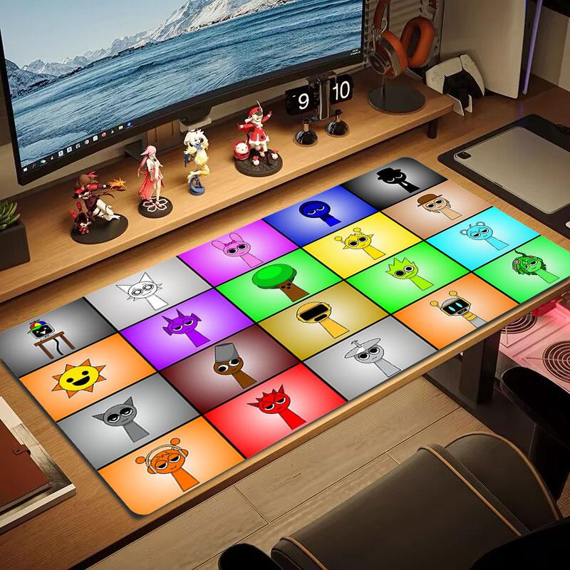 Tappetino per Mouse Sprunki, Tappetino da Scrivania XXL per Gaming, Mousepad Antiscivolo XXL per Laptop e Tablet, Tappetino per Mini PC con Bordi Cuciti