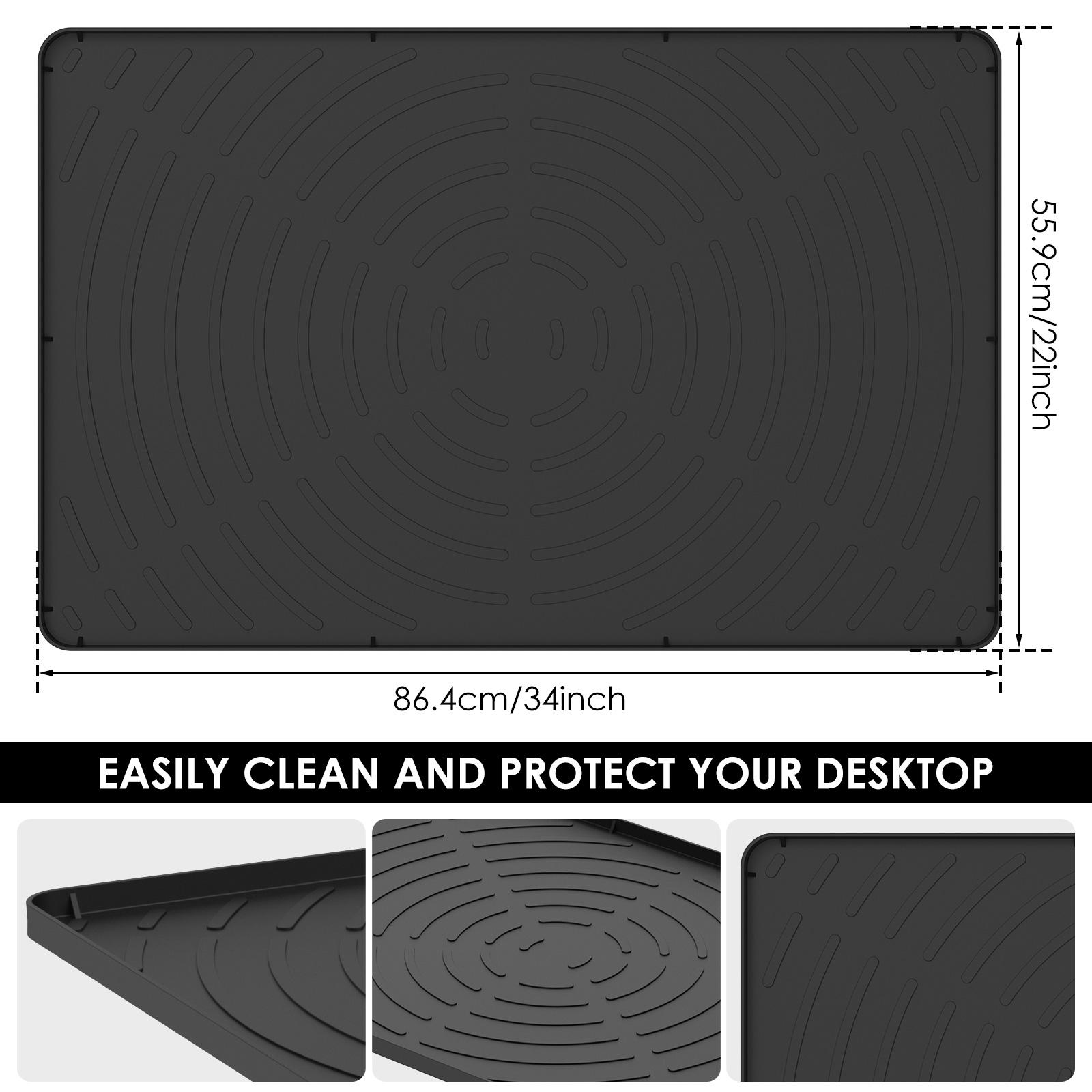 

Kitchen Under Sink Mat Flexible Silicone Under Sink Protector Waterproof Cabinet Protector Tray Pet Feeding Mat Square Drain Pad 86.4x55.9x2cm