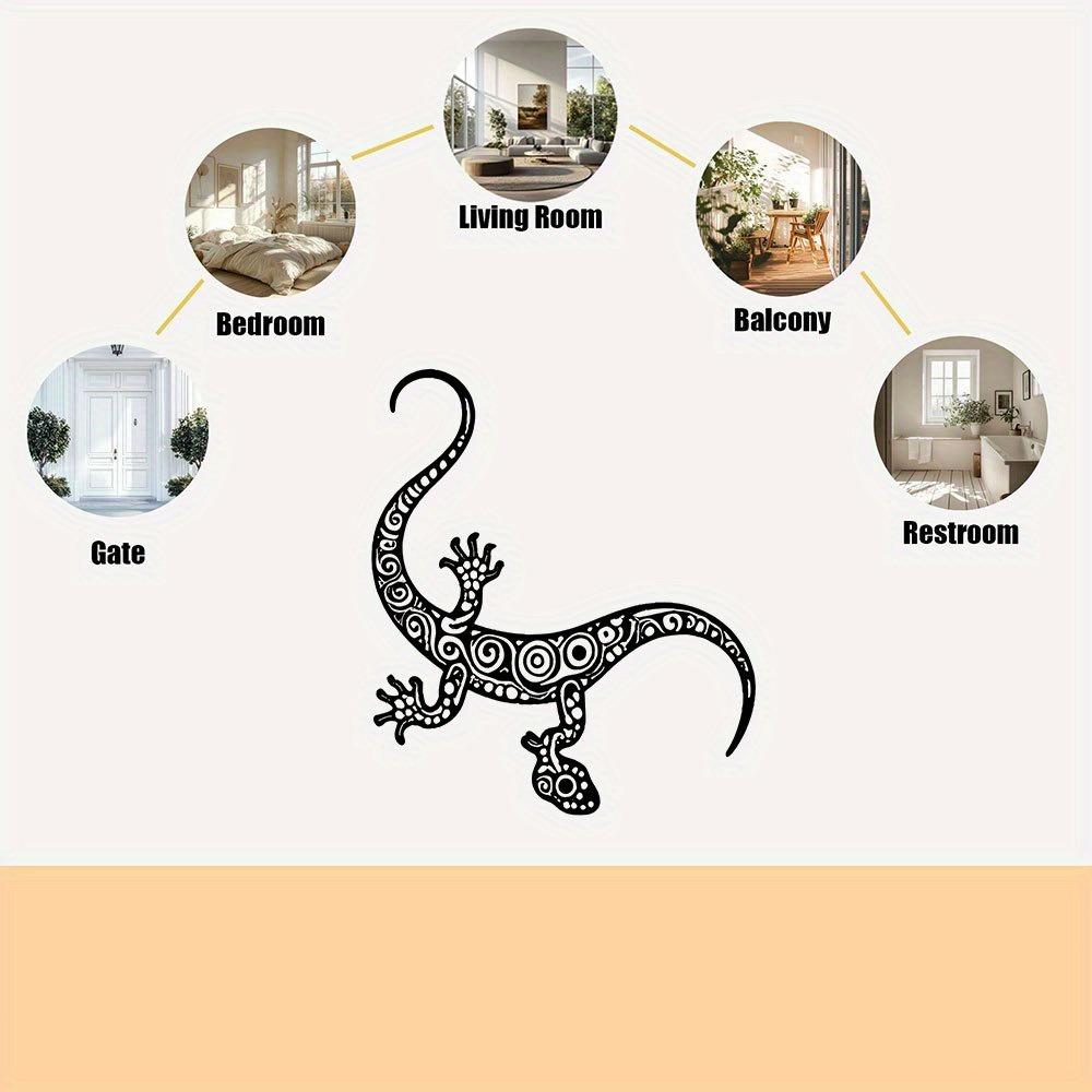 1pc Modern Iron Lizard Wall Art, Black White Reptile Decor, Durable Metal Outdoor Garden Ornament, Easy Hang for Home Patio Office