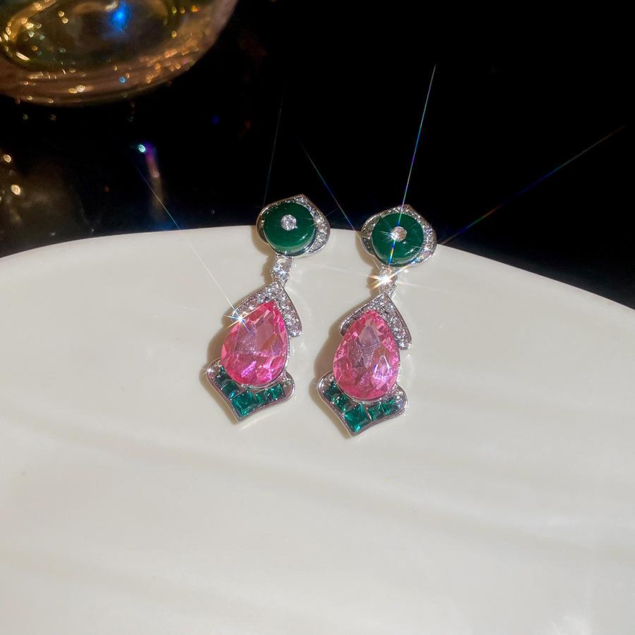 Silver Needle Retro Rhinestone Water Drop Tassel Earrings – Ethnic, New Chinese Style, Unique, Creative Heavy Industry Design