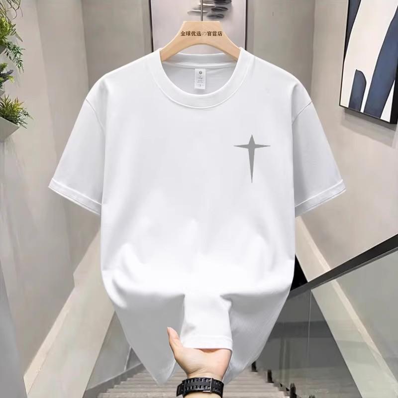 Short Sleeve Cotton Men'S Printed T-Shirt Trend Men'S And Women'S Versatile Crew Neck T-Shirt Men'S