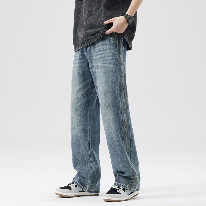 Spring and Summer American Loose Straight High Street Floor Pants Retro Jeans Men
