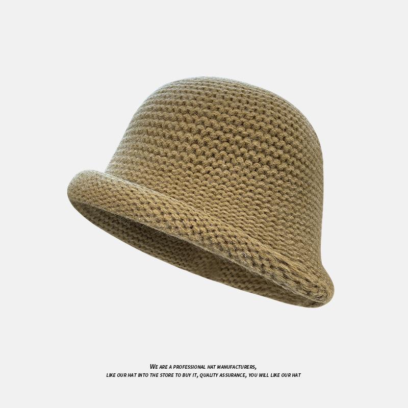 Wool blended warm fisherman's hat children autumn and winter warm curling thick wool bucket hat versatile fashion wool hat