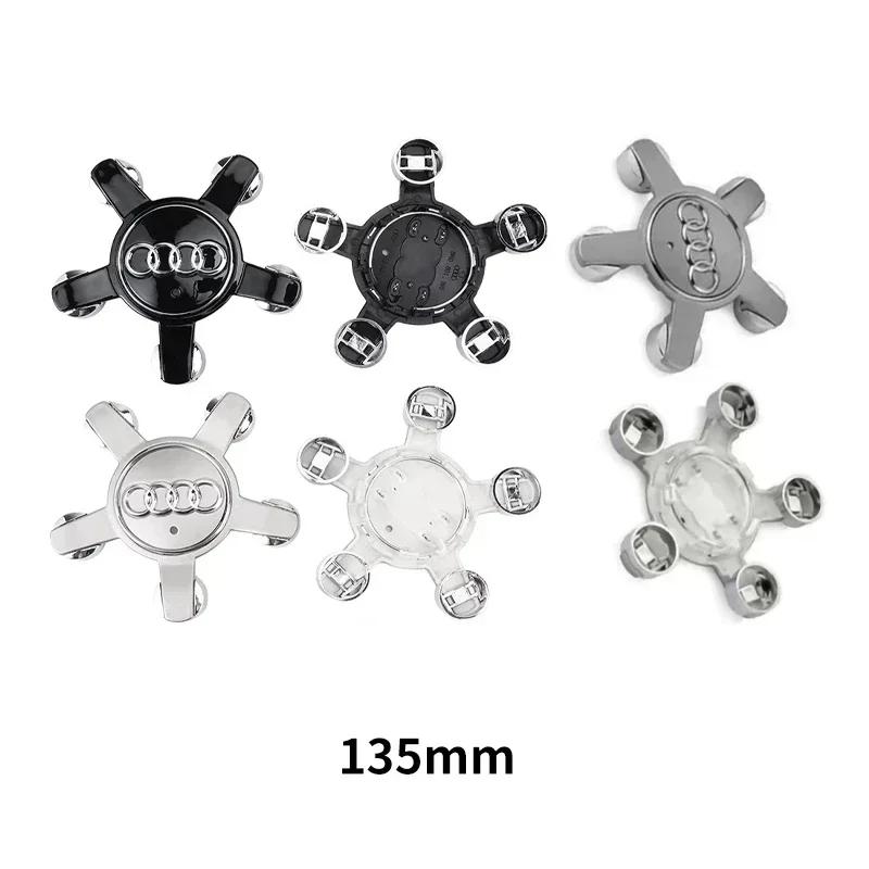For Audi  A5 4Pcs 60/61/68/69/77/135mm Car Wheel Hub Caps Center Rim Cover Badge Decoration Accessories For Audi A4 A5 A6 A7 A8 Q5 Q7 Hubcap