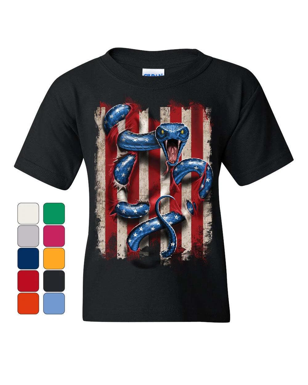 American Serpent Youth kids boys T-Shirt Don t Tread on Me Gadsden Flag Kids 100