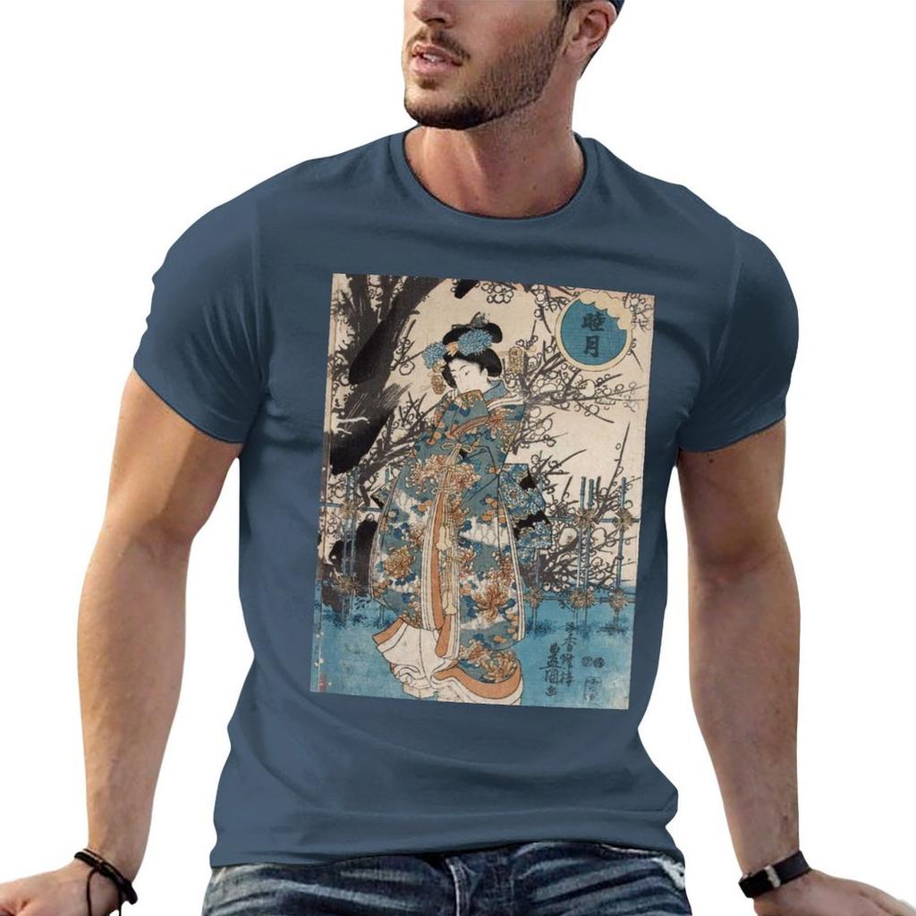 Classic Vintage Ukiyoe Japanese Art Geisha Portrait TShirt Fashion Print Casual Short Sleeve