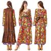 Adult Women Retro 70s Hippie Disco Singer Dancer Floral Tassel Vest Dress Set Halloween Cosplay Costumes Role Play Outfit