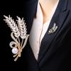 Luxury Wheat Ear Brooch Collar Pins Shining Party Brooches Jewelry