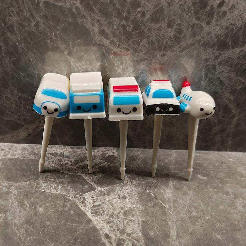 11pcs/set Mini Cartoon Car Fruit Fork Kids Snack Dessert Bento Sandwich Lunches Party Decoration