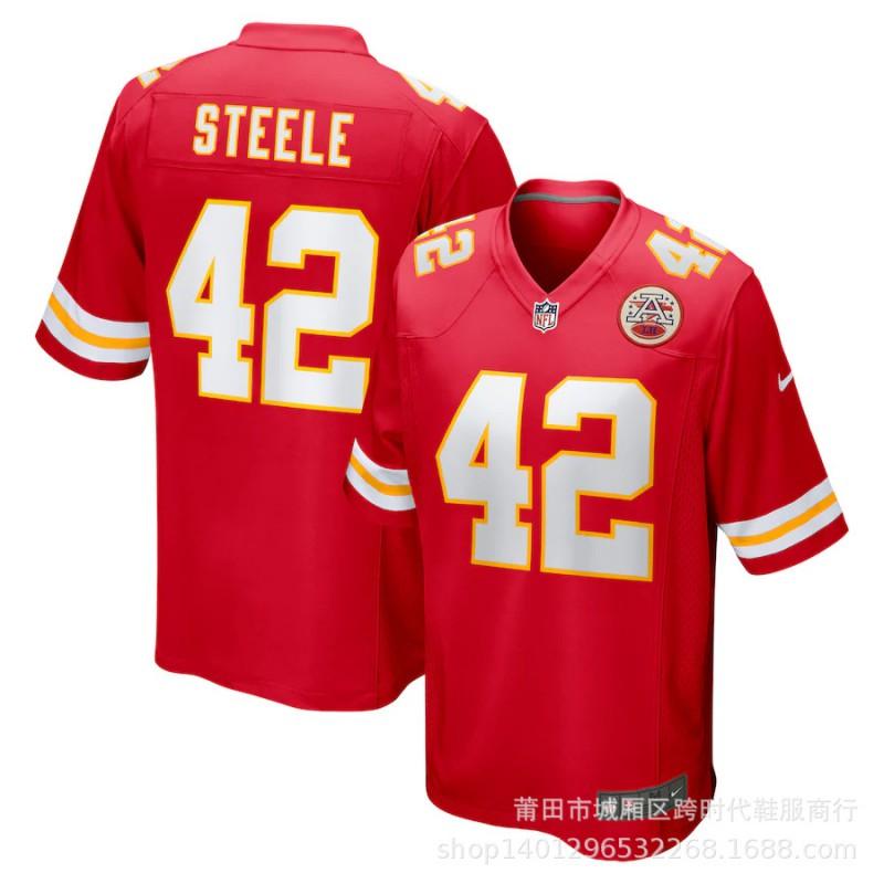Kansas City Chiefs NFL Koszulka Piłkarska Patrick Mahomes 10 Premium Replika Krótki Rękaw Męska Kibice Odzież Drużyny Sportowej