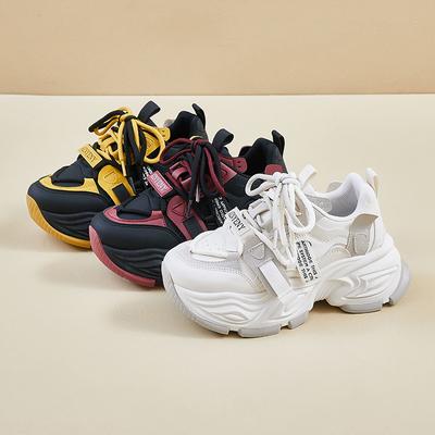 Casual Dad-sneakers för kvinnor Bekväma Chunky Plattforms Löparskor Halkfria Snörning Andningsbara Promenadskor för Kvinnor Träning Tennis Sneakers
