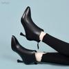 Women's Genuine Leather Stiletto Ankle Boots - Autumn/Winter 2025, Pointed Toe, Versatile Nude Mid Heel for Professional Wear.