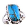Natural Blue Copper Turquoise Gemstone 925 Solid Sterling Silver Ring S.8 N8o48