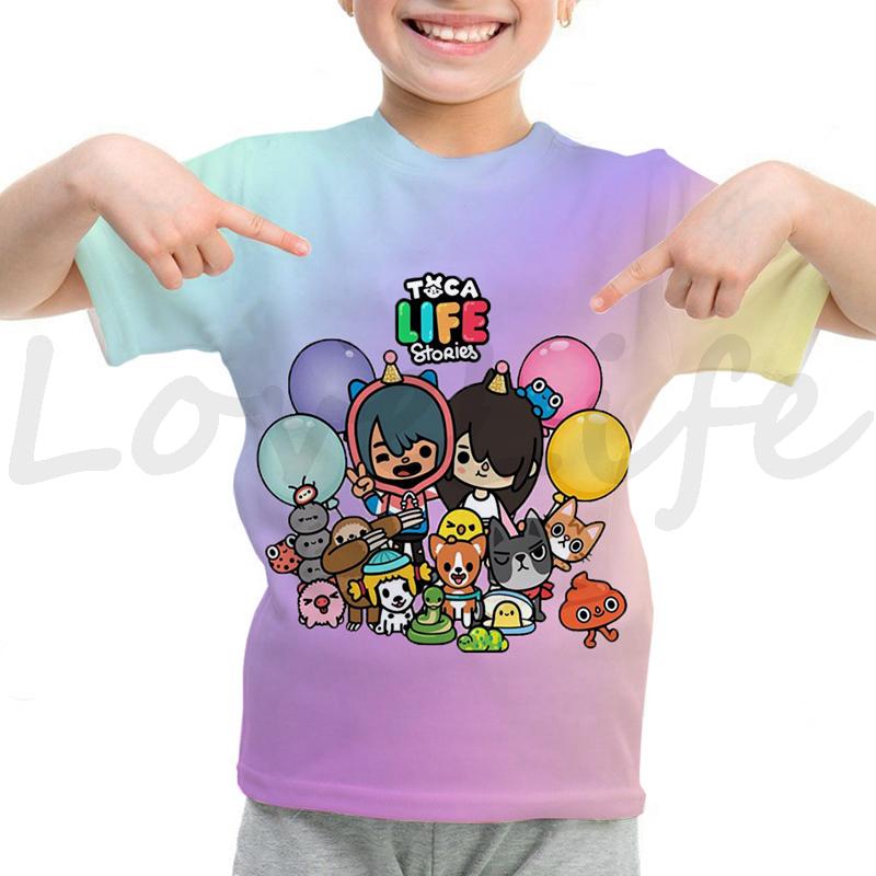 Toca Life World T Shirt Girls Boys Summer Casual Short Sleeve Tshirt Kids Cartoon Toca Boca T-shirt Camisetas Children Clothes