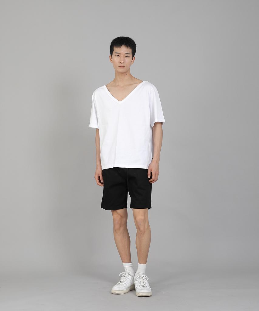 Seinteukeulu Plain Big V-Neck Short Sleeve T-Shirt Bigv-883 White