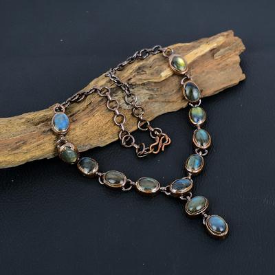 Labradoriet Edelsteen Handgemaakte Koper Elektroformed Sieraden Prachtige Ketting Voor Zus