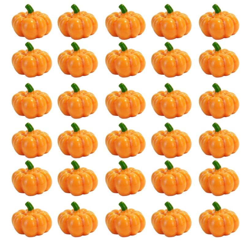 30Pcs Miniature Artificial Pumpkins Statue Mini Resin Pumpkins Figurines Tiny Resin Pumpkin Micros Landscape Decorations