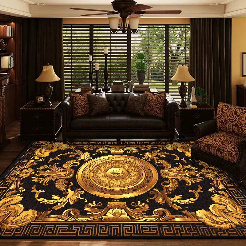 Black Golden Living Room Carpet Luxury Home Decoration Cup Large Area Rugs 200x300 Bedroom Lounge Non-slip Washable Floor Mat