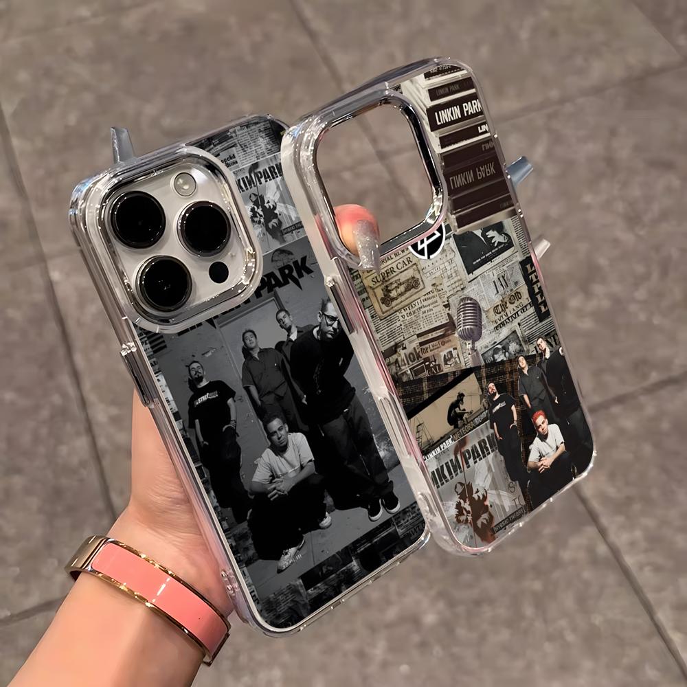 L-LinkinS Park Phone Case For IPhone 17 Air 16 E 15 14 13 12 11 Plus Pro Max Electroplated Transparent Soft Shell