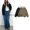 Spring New Women's Clothing Commute Style All-Match Stitching Hooded Waterproof Cotton Jacket Outwear 8073035