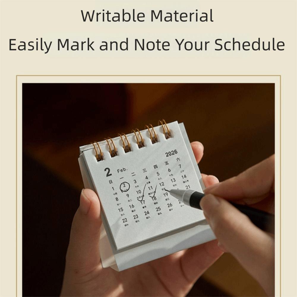 Month Date Display 2026 Mini Desk Calendar Ink Wash Painting Monthly Planner  Office Use