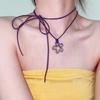 Unique Colorful Flower Clavicle Chain Elegant Floral Collar Necklace Tie Up Chain Acrylic Flower Choker Summer Beach