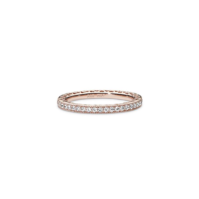Pandora Heart inlaid ring, gold-plated ring, same style for men and women, couple model, rose gold 180963CZ золотой
