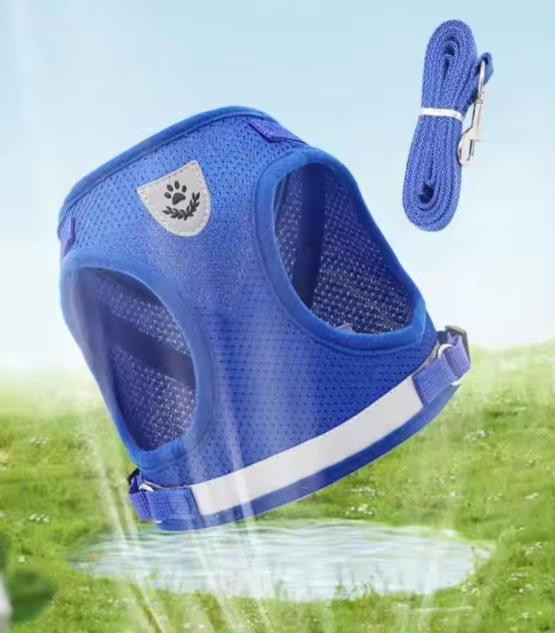 Modisches kariertes Katzengeschirr für Katzen, Sommer-Netz-Haustiergeschirr und Leine, Set mit Katzen-Kitty-Produkten für Zubehör