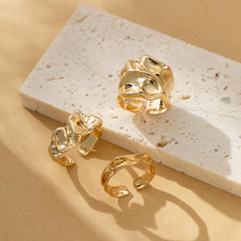 3PCS Fashion New, Irregular Metal Ring with Personality, Simple Street Shot Set Ring for Women