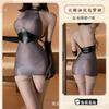 Sex underwear sexy patent leather splicing perspective hip skirt uniform secretary suit tight pajamas women