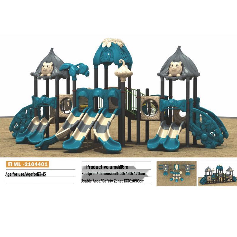 Indoor and Outdoor Playground Swing Set with Slide and Climbing Features for Kindergarten