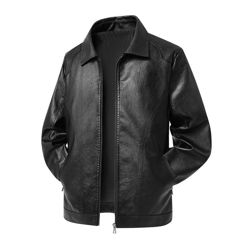 Plus Size Men's Korean Style Lapel PU Leather Jacket - Autumn Collection