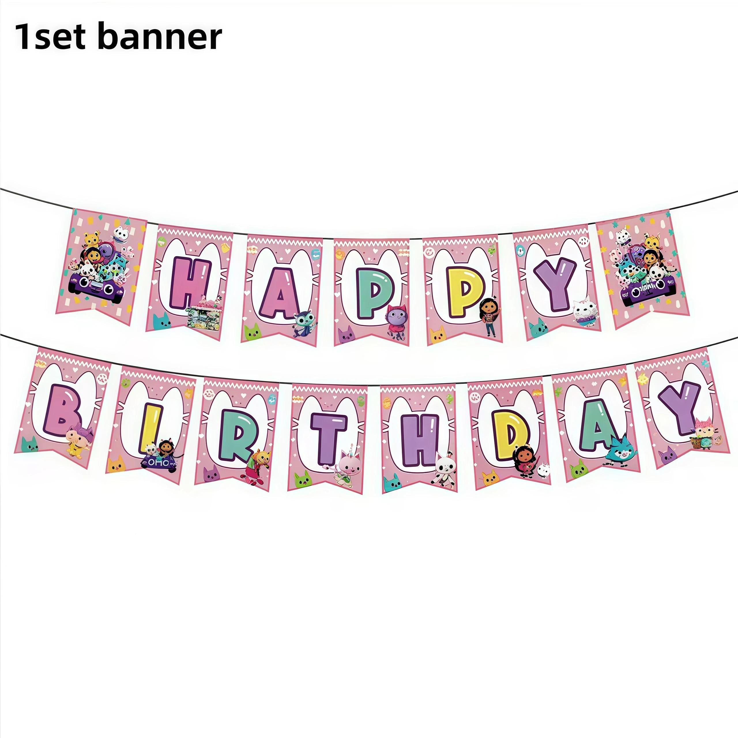 

Gabby Dollhouse Party Supplies Gabby Birthday Party Favor Plate Cup Set 3D Balloons For Kids Girls Party Gift Items Photo Booth Props others