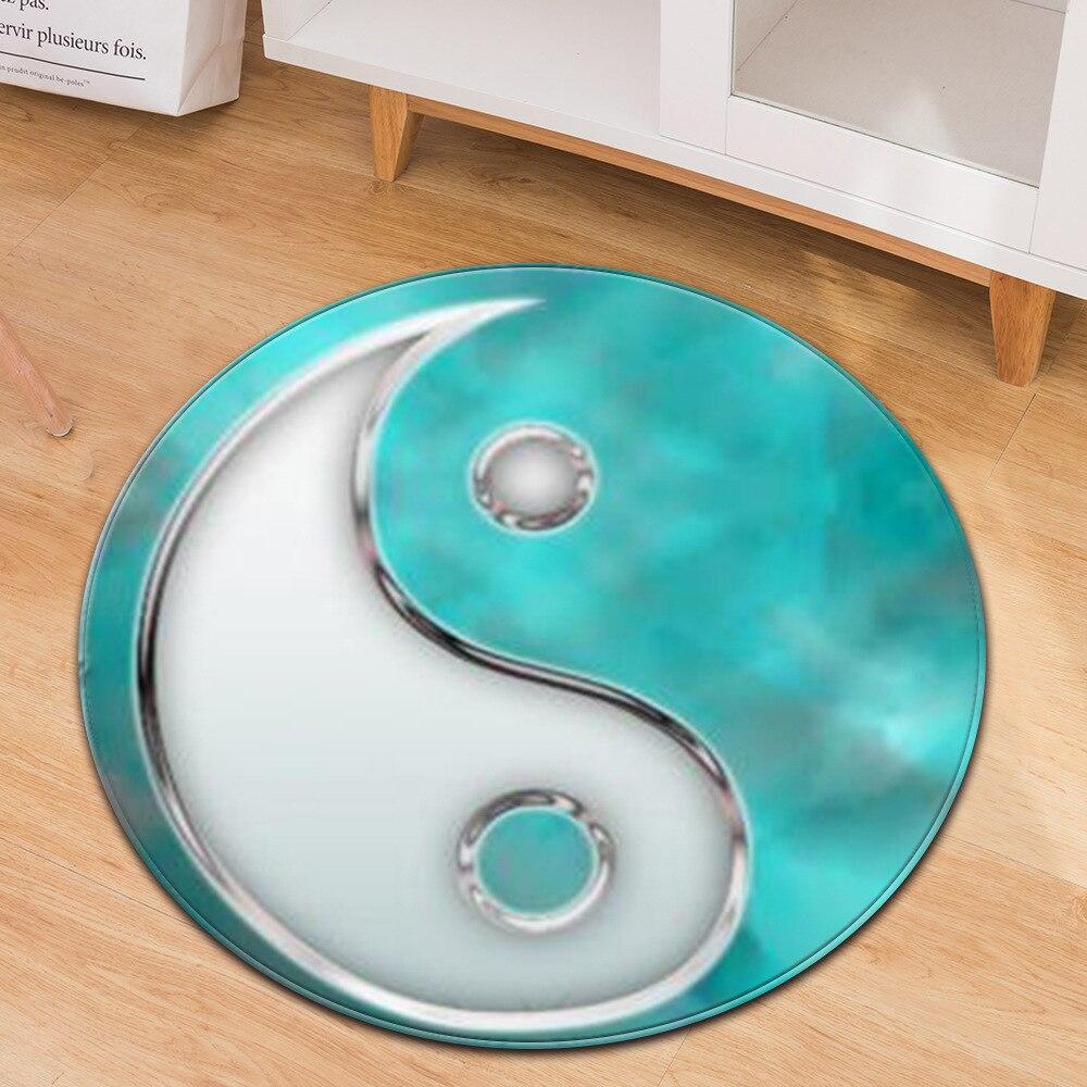 Tai Chi Buddhist Round Carpet Living Room Bedroom Yingyang Prayer Ring Rugs Restaurant Floor Mat Parlor Sofa Black Soft Tapete
