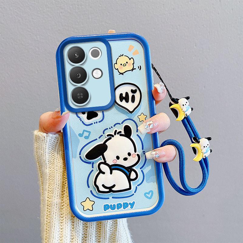 KEYSION Shockproof Case for Realme C85 5G with Lanyard Soft Silicone Cute 3D Cartoon Doll Phone Back Cover for Realme C85