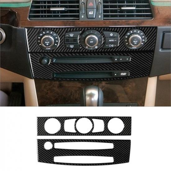 Carbon Fiber Interior Central Console Cover Trim For BMW 5Series E60 2004-2007