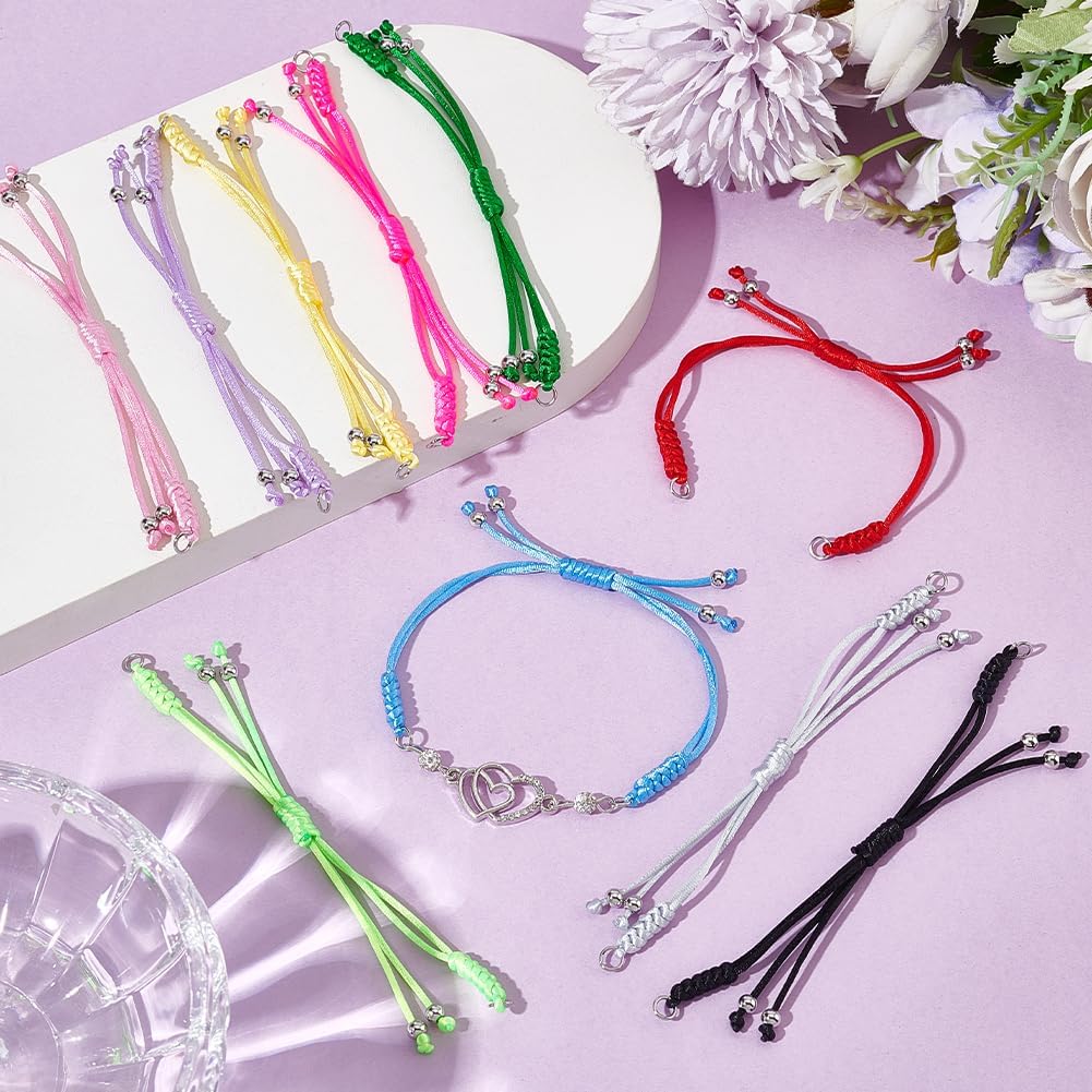 UNICRAFTALE 20Pcs Adjustable Nylon Braided Bracelets 10 Colors Bracelet Cord Nylon String with Beads Rope Bracelet 7.87Inch Twisted Cord Friendship