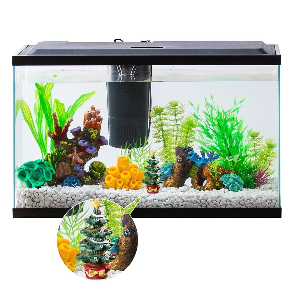 Fish Tank Aquarium Ornament Resin Christmas Tree Gift Box Ornament Christmas Landscaping Decor