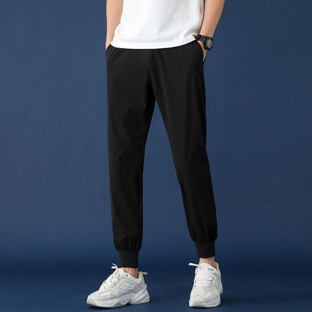 

Летние мужские льняные однотонные прямые брюки больших размеров, повседневные брюки, повседневные легкие бегуны XXL чёрный