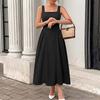 ZANZEA Women Elegant Square Collar Casual Sleeveless Midi Dress