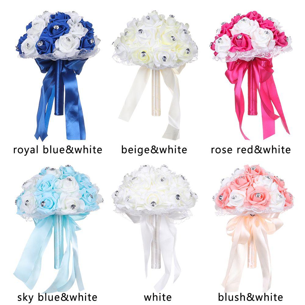 Crystal Wedding Flowers Western Wedding Flower Simulation Rose Flower Small Bouquet Rhinestone Lace Hand Bouquet