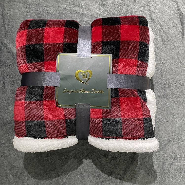 Facecloth Double Layer Blanket Classic Plaid Printed Lambswool Car Nap Cover  Blanket for Winter Fuzzy Thick Warm Soft Throw Sofa Decoration