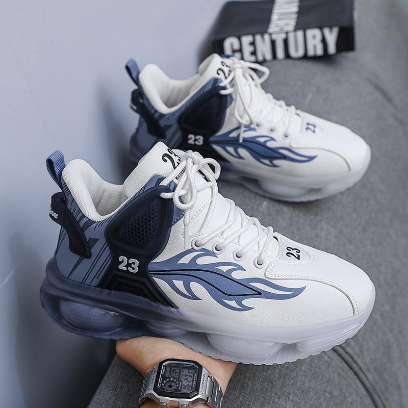 Men's Shoes Summer Youth Air Cushion Shock Absorption Sports Shoes Boys Trendy Dad Shoes Heightening White Shoes