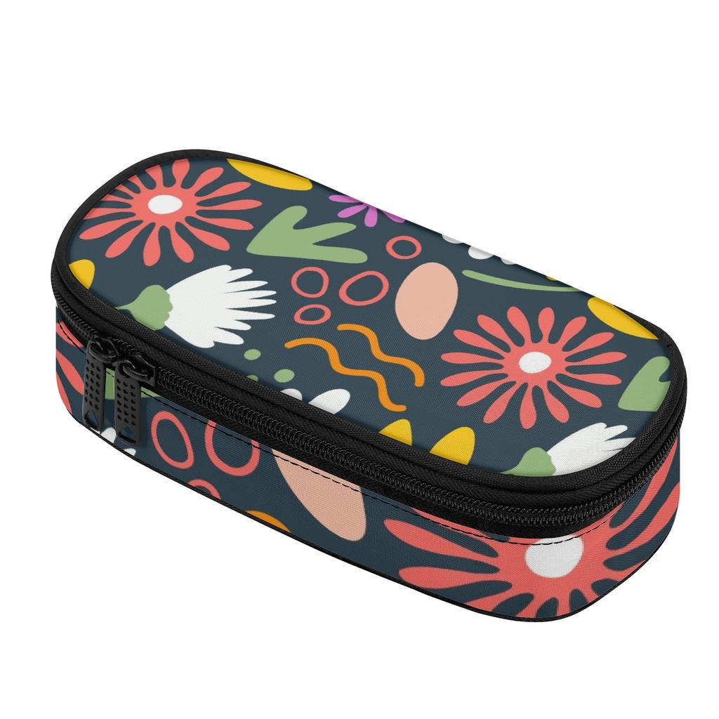 Pencil Pouch Portable 300D Polyester Zipper Closure with Mesh Pocket Removable Divider and Pen Slots for College and School Use