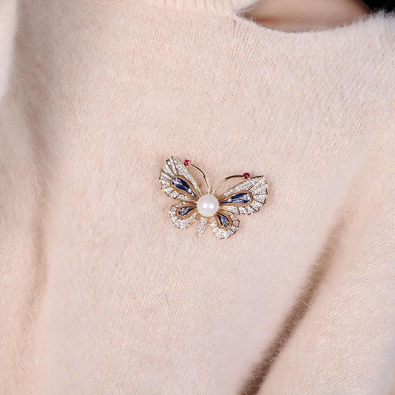 Enamel Painted Butterfly Brooch High-End Women'S Retro High-End Corsage Pin Luxury Suit Versatile Accessories
